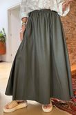 Made in Italy Runa Leather Look Skirt Khaki